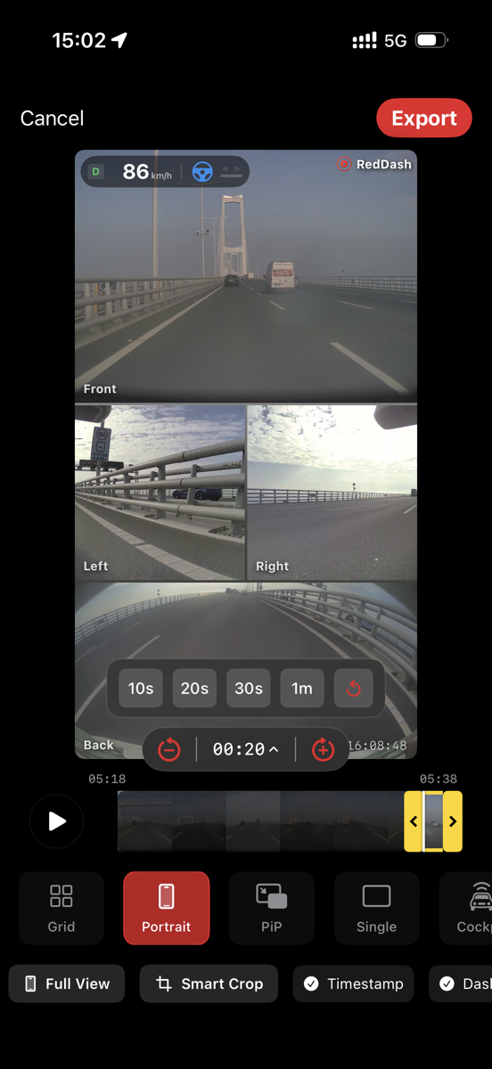 Export Studio with multiple layout options